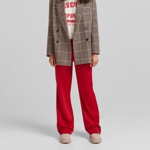Bershka Straight fit pants with slogan